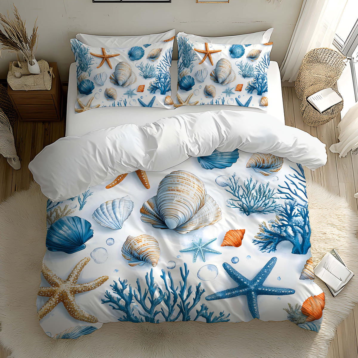 Housse De Couette Coquillages Et Étoiles De Mer