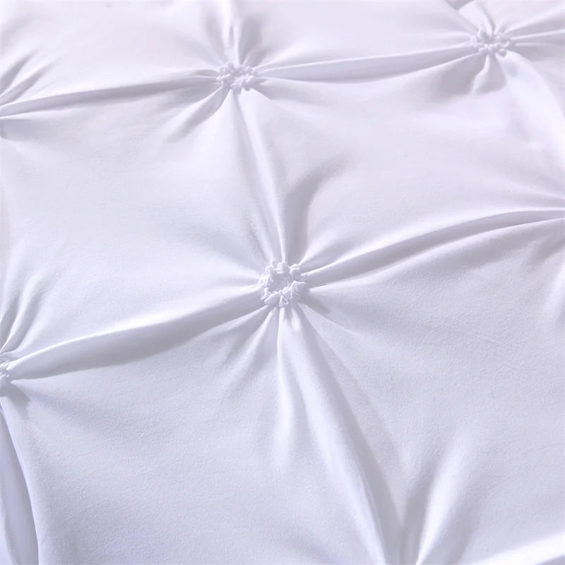 Housse De Couette Blanche Plissée Effet Pintuck zoom