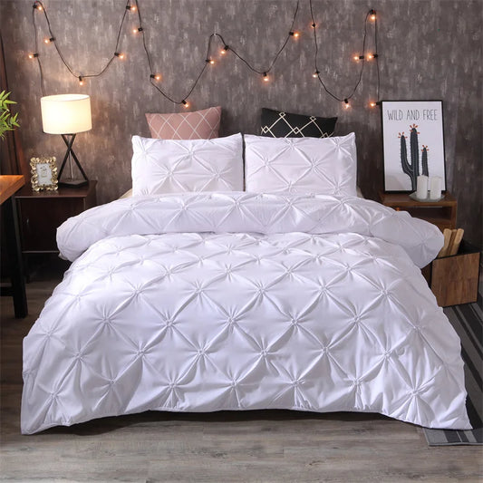 Housse De Couette Blanche Plissée Effet Pintuck