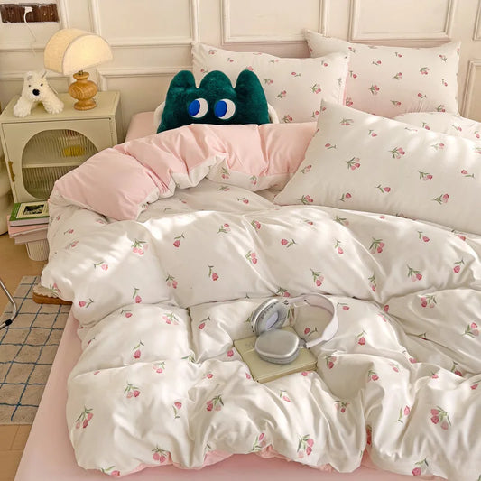 Housse De Couette Blanche À Tulipe