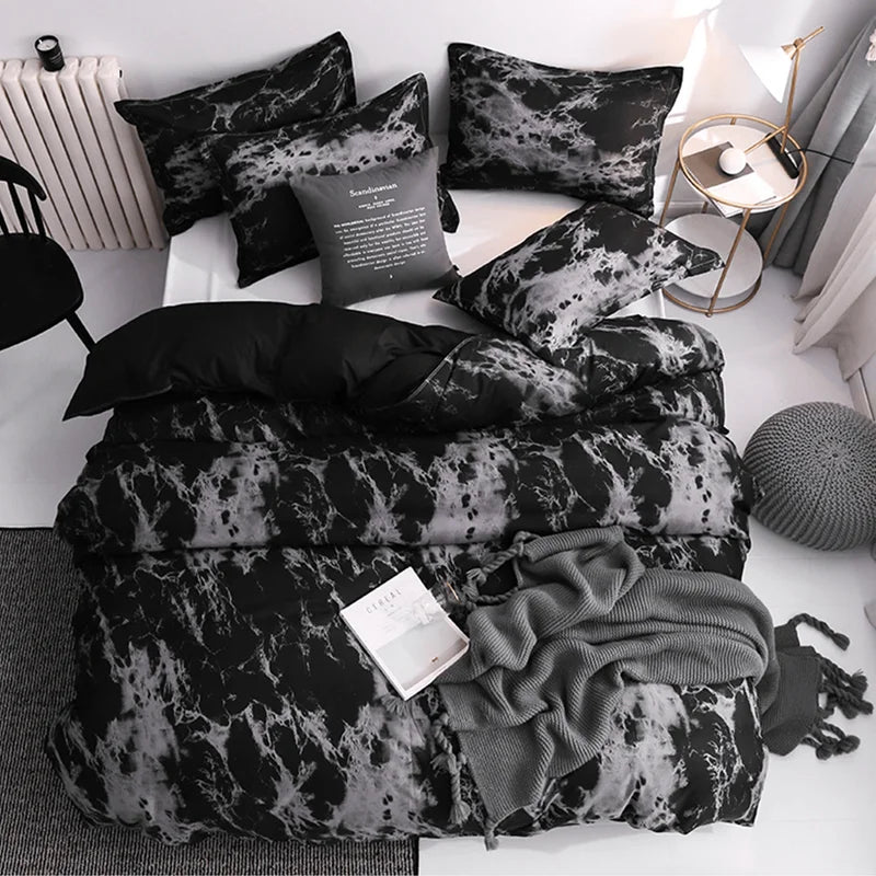 Housse De Couette Marbre Noir dessus