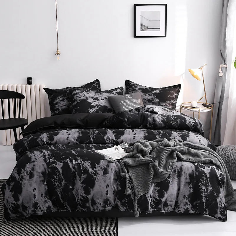 Housse De Couette Marbre Noir