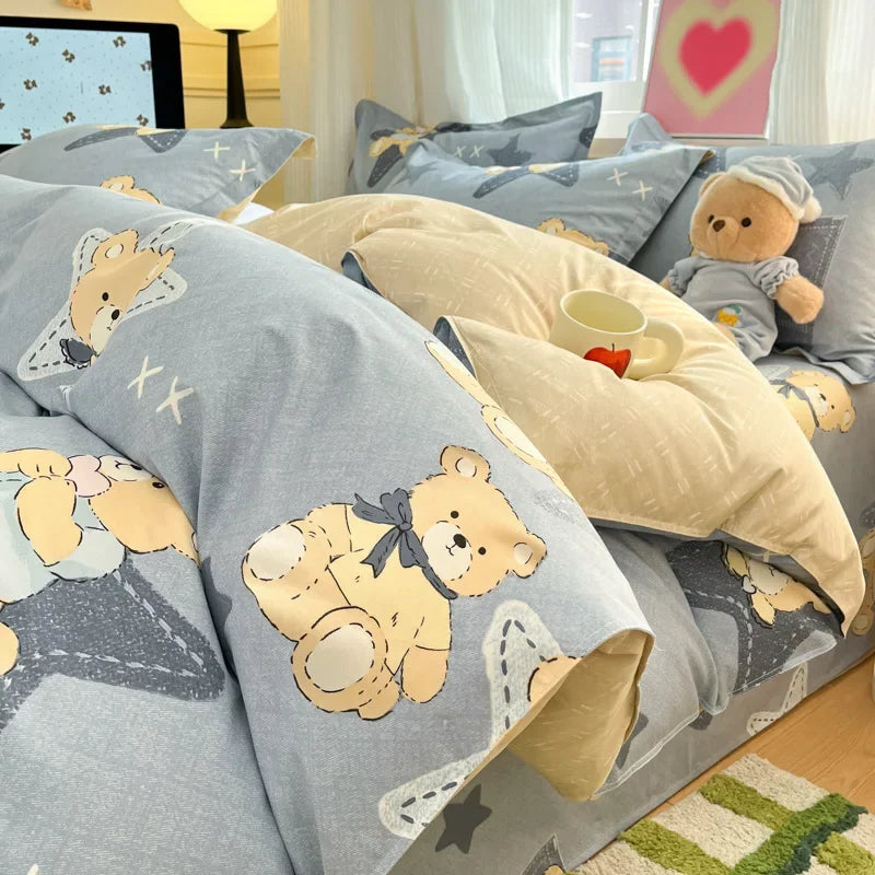 Housse De Couette Oursons Effet Cousu