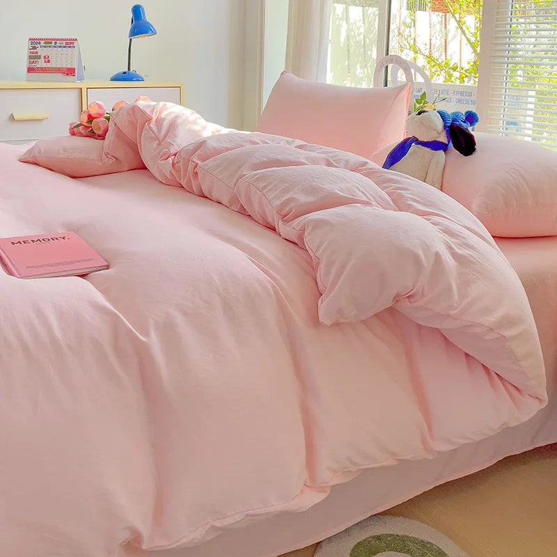 Housse De Couette Rose Unie côté