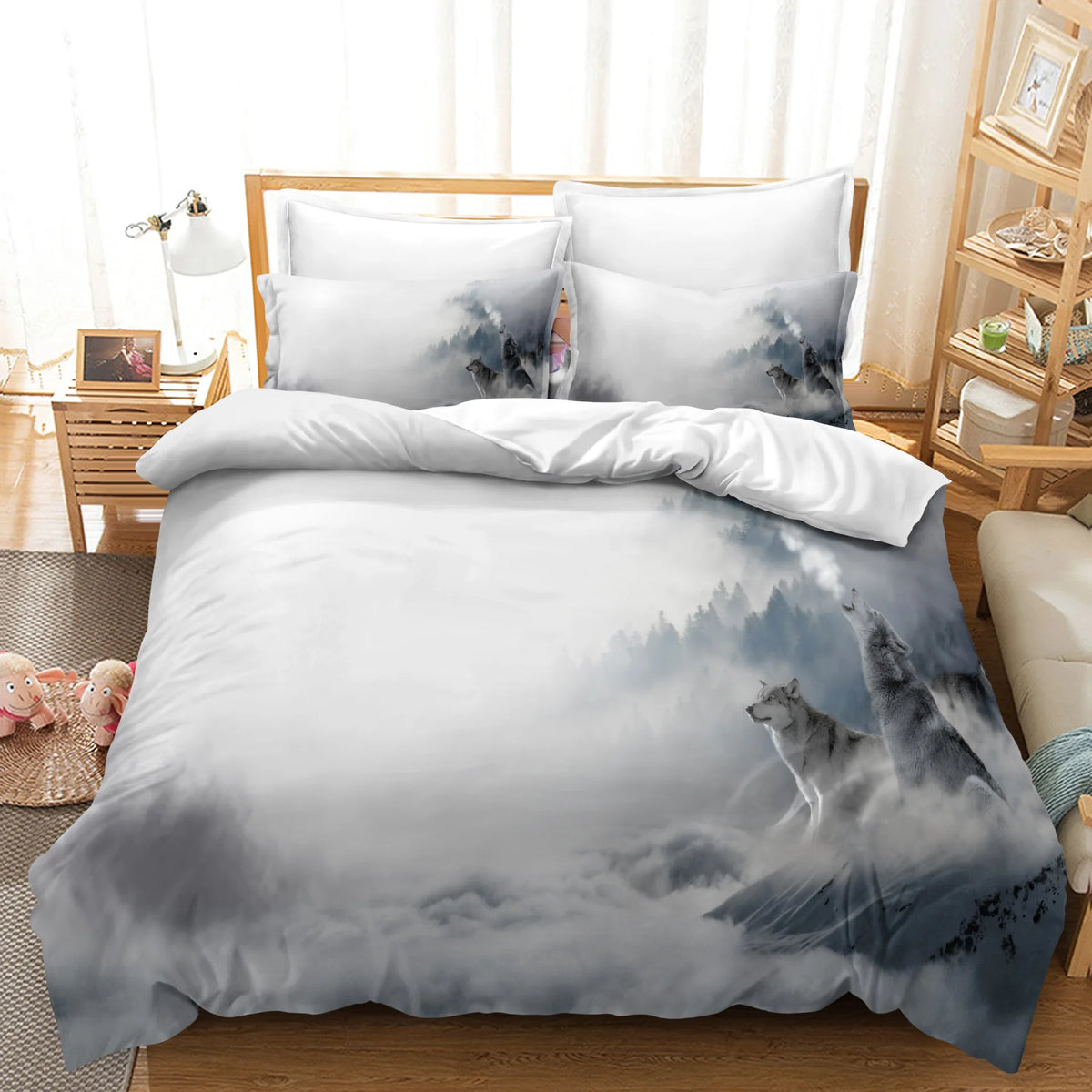 Housse de Couette loup dans la Brume