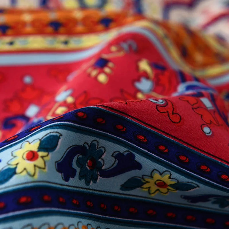 Housse de Couette Bleu Azur & Terre Cuite Indienne