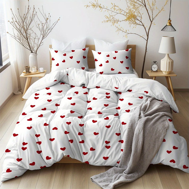 parure de lit coeur rouge