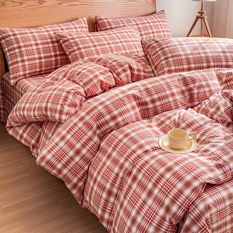Parure de lit tartan rouge façon écosse